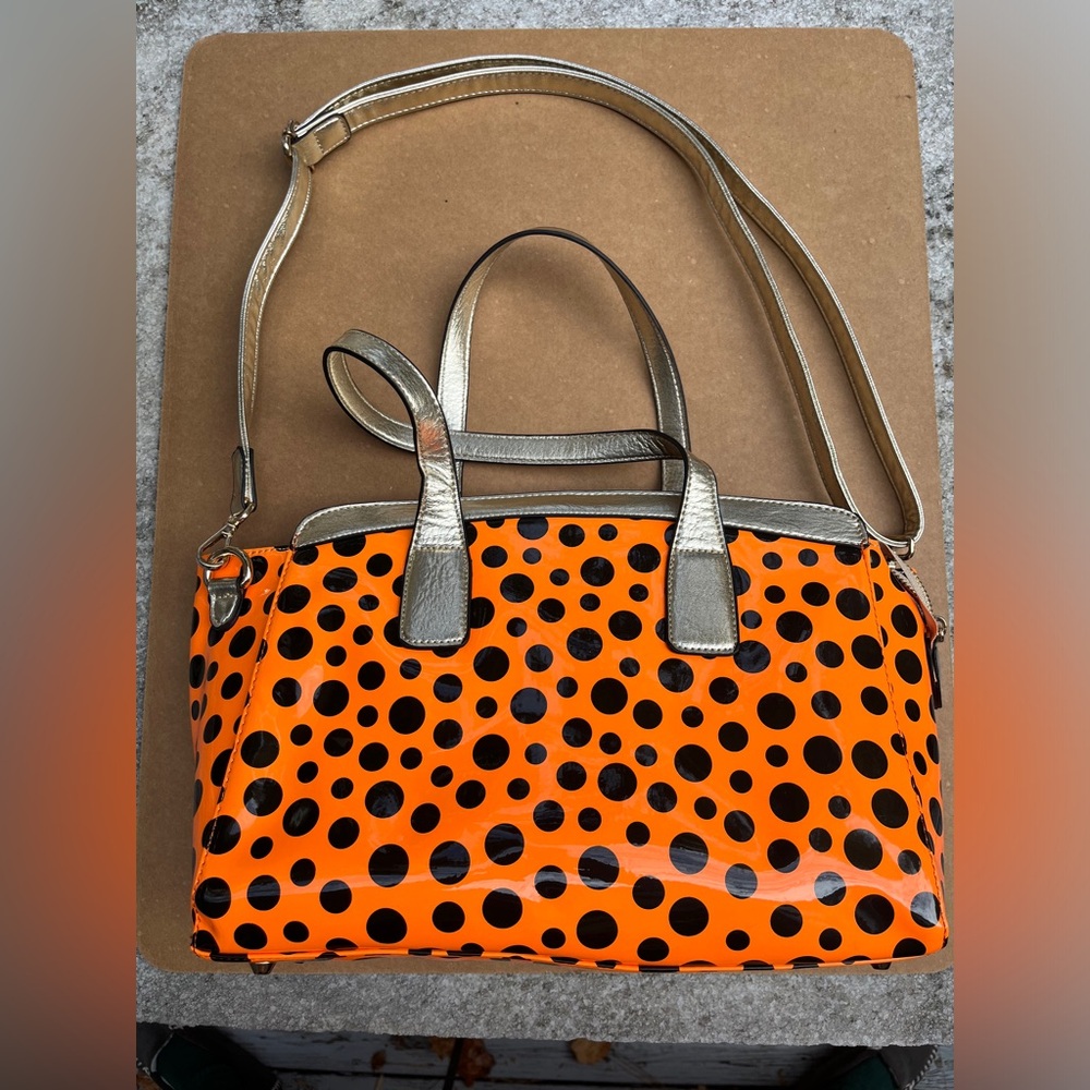 Orange w/ black polka dot purse